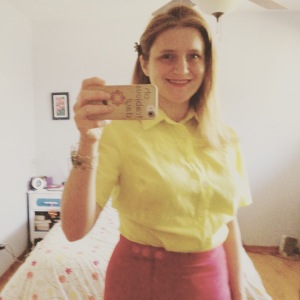 Yellow/citron silk-cotton voile blouse, Vogue again